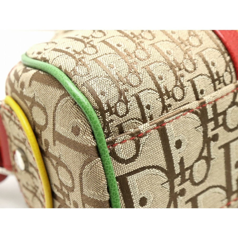 Dior Rasta Christian Trotter Khaki Bag  Leather Shoulder Red Beige - Picture 3 of 9